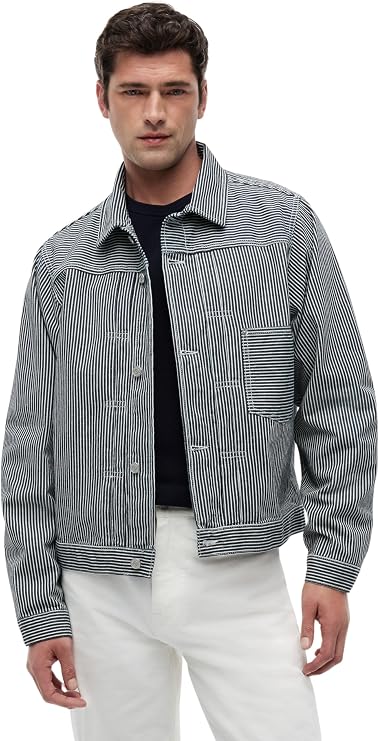 Tommy Hilfiger Men's Type 1 Jacket Indigo Stripe Mw0mw43495 Other Jackets (pack of 1)