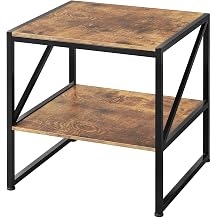MUTUN 50cm Square End Table, 20 Inch Side Table for Living Room, Bedside Table for Bedroom, Nightstand, Small Table, Rustic Brown