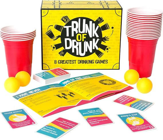 Trunk of Drunk - Fun Adult Party Game, Perfect for Drinking Games, Adult Board and Card Games, Funny Party Games for Adults with 12 Fun Drinking Games, Great Stocking Fillers