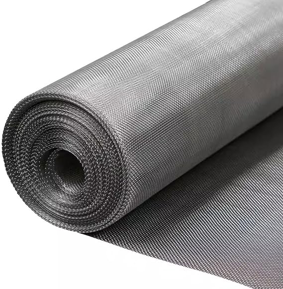 304 Stainless Steel Woven Wire Mesh Fine Mesh Roll 20 Mesh Fly Screen Metal Mesh 1 m Wide Stable for Doors Windows Cage Garden Aviary Wire Ventilation Openings (Size: 1 x 5 m Colour: 1 Roll)