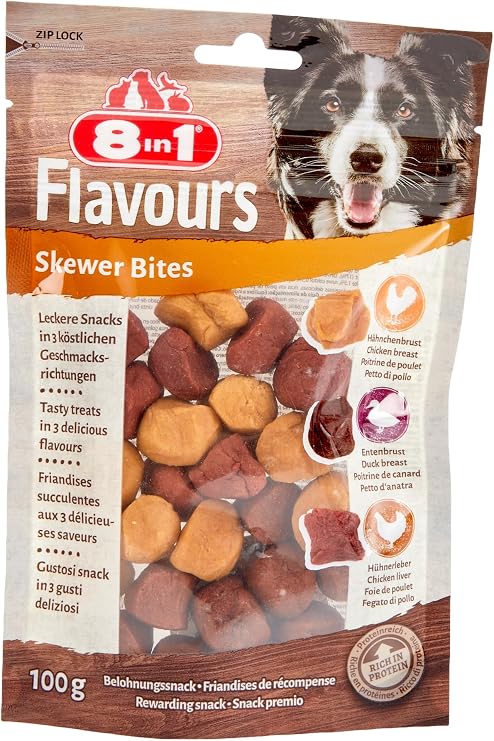 8in1 Flavours Skewer Bites Kuşbaşı Dilimli Çiğneme Köpek Ödülü 100 Gram
