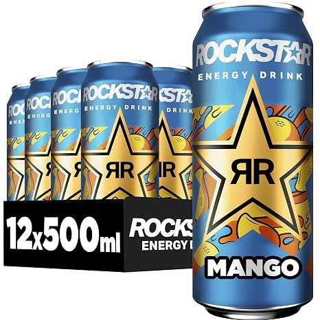 Rockstar Energy Drink Mango Flavour 12 x 500 ml - Caffeinated