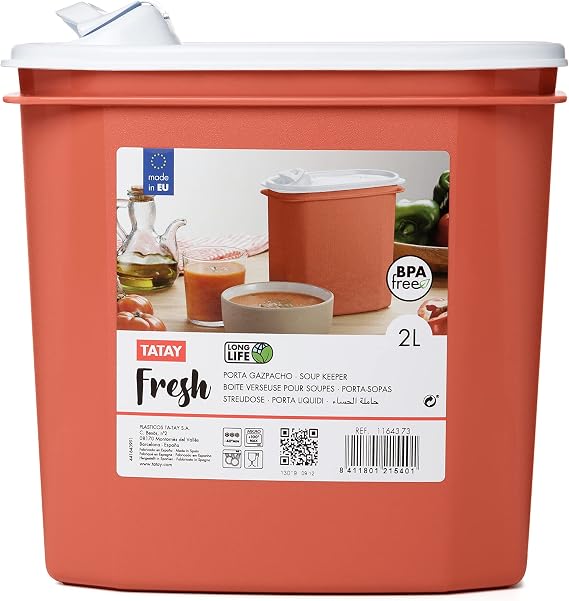 Tatay Soup Keeper 2 L Multicolour One Size Soup container 2 L fresh 18.4 x 9.7 x 19 cm without BPA robust plastic pressure lid with pouring spout