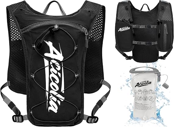 Running Vest, Lightweight Hydration Vest for Men Women Breathable & Reflective Running Backpack, With Water Bladder 1500ml ,With Phone Holder & Water Bottle Holder