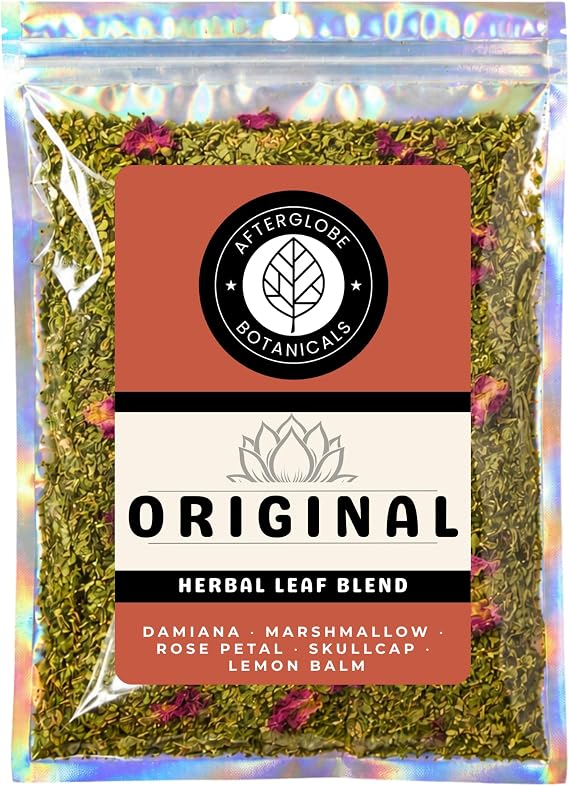 Afterglobe Original Herbal Blend | Marshmallow Leaf, Damiana, Skullcap & Rose | Pre-Ground & Stick-Free Loose Leaf | Herbal Tea (30g)