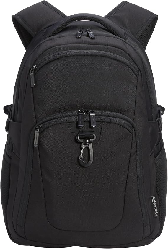 Amazon Basics Travel Laptop Backpack for 15.6 inch Laptop, Black