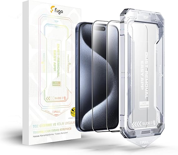fiigo iPhone 12 Pro Max Compatible [Pack of 2] Screen Protector Easy Installation