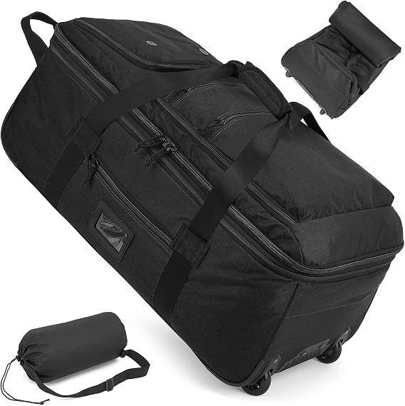 Large Travel Duffel Bag with Wheels, Black , 30 Inches, Large Travel Duffel with Wheels