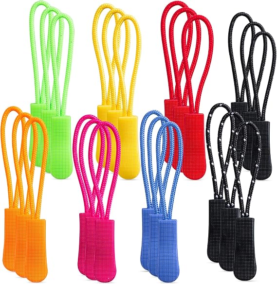 Pack of 40 8 Colours Zipper Pulls Zip Extension Tag for Clothing Backpacks Travel Bag Handbag Purse Zipper Tag Tents