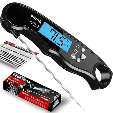 Digital Instant Read Meat Thermometer - Waterproof Kitchen Food Cooking Thermometer with Backlight LCD - Best Super Fast Electric Meat Thermometer Probe for BBQ Grilling Smoke Baking Turkey
