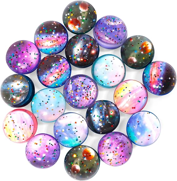 Pllieay 20PCS Bouncy Balls for Kids Party Bags, 32mm Space Bouncy Balls