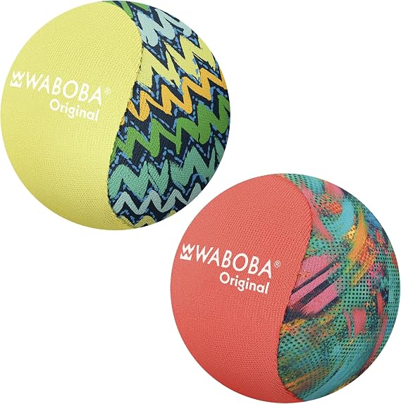 Waboba Original Water Skipping Ball 2 Pack, Neon Abstract & Zigzag