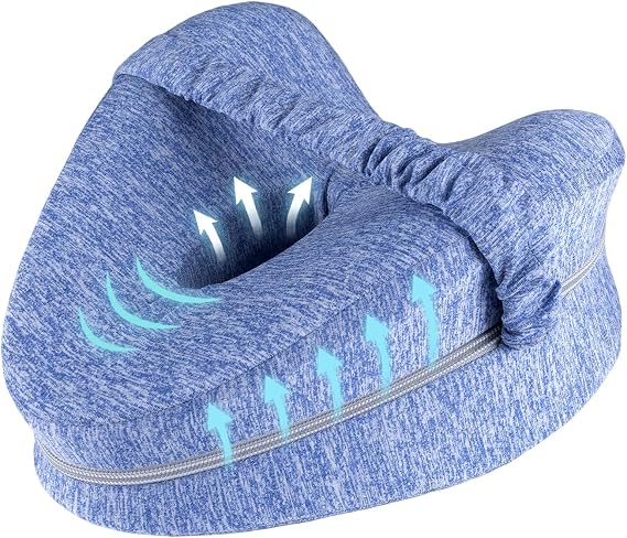 Knee Pillow for Sleeping on Side Leg Pillow, Memory Foam Pillow for Side Sleepers, Ergonomic Side Sleeping Pillows Pregnancy Bed Leg Cushion Orthopaedic Leg Pillows for Sleeping (Blue)