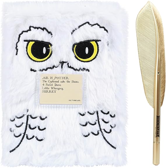 Blue Sky Studios Harry Potter Hedwig Plush Notebook & Feather Pen Set