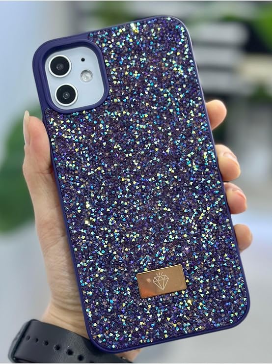 Go Accessory Shiny Glossy Diamond Silicone Case with Diamond Design and Stone Compatible with iPhone 11