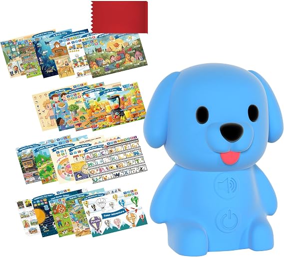 Interactive Educational Talking Pen Set with 20 Large Posters Teaching Alphabets Animals Shapes Colors for Toddler Interactive Talking Pen