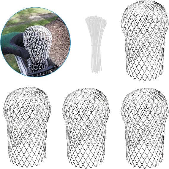 4 Pcs Aluminum Gutter Guards,3.5"Metal Downpipe Leaf Gutter Downspout Guard