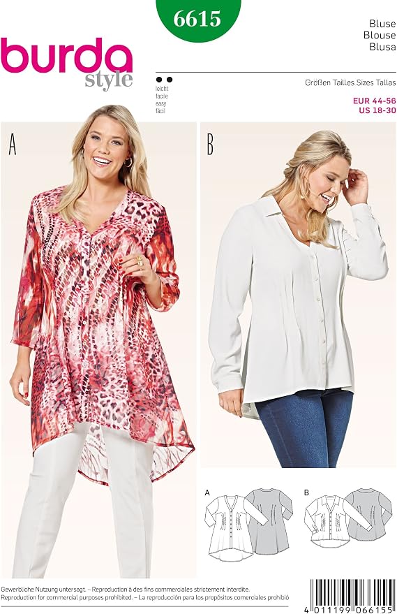 Burda Style Sewing Pattern B6615 Women's Blouse