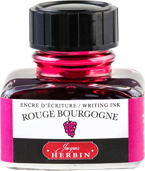 Jacques Herbin 13028T - One 30 ml Bottle of Ink for Fountain pens and rollerballs, Rouge Bourgogne/Burgundy red Colour - Made in France - Calligraphy