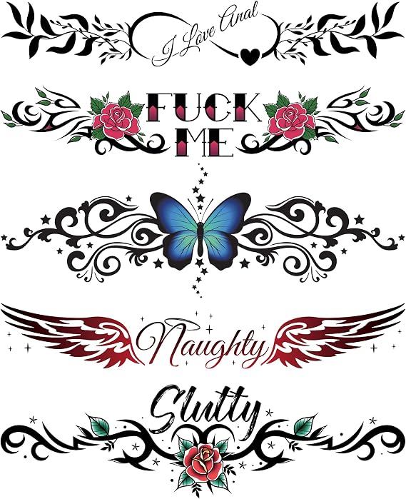 5 Large Sexy Naughty Temporary Tattoos for Women Ladies - Adult Fun for Lower Back Legs Arms Stomach