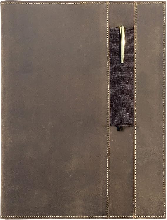 Leather Refillable Journal Cover for Moleskine Cahier XL (19x25 cm) | Rustic Handmade Leather Notebook Cover for Men, Women, Travellers, Business | Unique Storage Design, Pen Holder, Pen & Card Holder