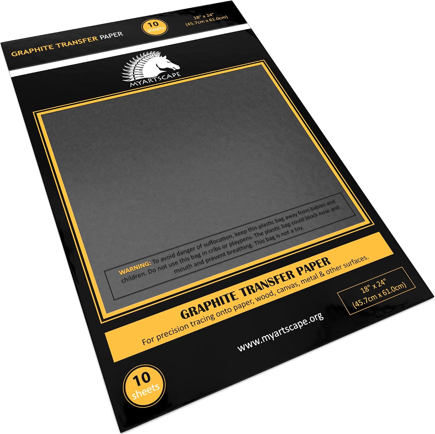 Graphite Transfer Paper - 18" x 24" - 10 Sheets - Waxed Carbon Paper for Tracing - MyArtscape Black