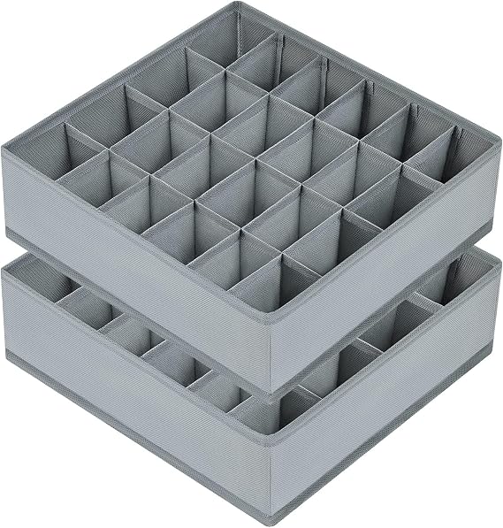 Joyoldelf Çorap Çekmece Düzenleyici Bölücü 2 Paket İç Çamaşırı Düzenleyici, 24 Hücreli Katlanabilir Dolap Dolabı Düzenleyici Çorap, Mendil, Kravat, Kemer Saklamak için İç Çamaşırı Saklama Kutuları