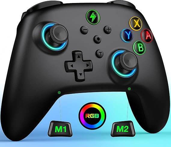 Switch Controller, 8 Color RGB Light, Program Editing Function, Back Button, Wake/Wake Switch, Controller, Wireless Switch, Pro Controller, Equipped with Gyro Sensor, Continuous Fire Function,