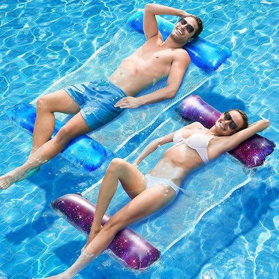 Dusor 2 Pack Pool Inflatables, XL Inflatable Pool Toys Water Hammock