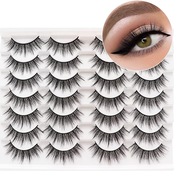 Eyelashes Natural Look Faux Mink Lashes Pack Handmade Fluffy False Eyelashes 14 Pairs Eye Lashes(54)
