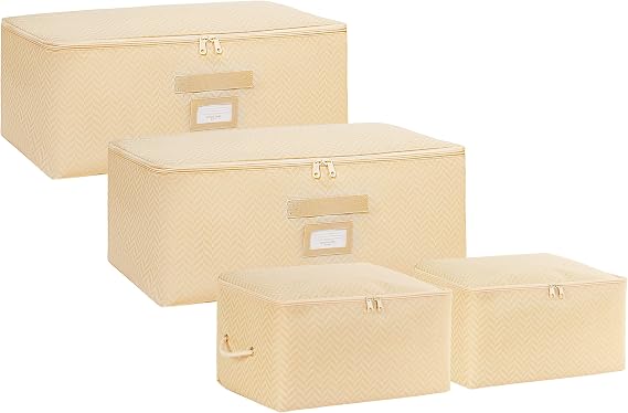 Ocean Home Textile 4'lü Bej Balıksırtı Hurç Set 2 Adet 30 x 22 x 18/2 Adet 52 x 28 x 21 cm