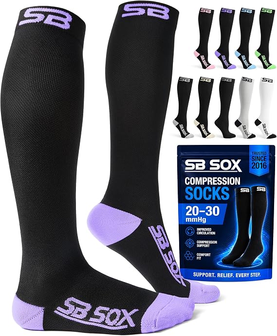SB SOX Compression Socks (20-30mmHg) for Men & Women - BEST Stockings for Running, Medical, Athletic, Edema, Diabetic, Varicose Veins, Travel, Pregnancy, Shin Splints