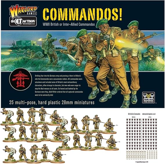 Warlord Games ウォーゲーム ボルトアクションミニチュア - コマンド部隊セット 第2次世界大戦ミニチュア アクションフィギュア 28mmスケール プラスチックアーミーメン ミニチュア戦争と模型戦争用