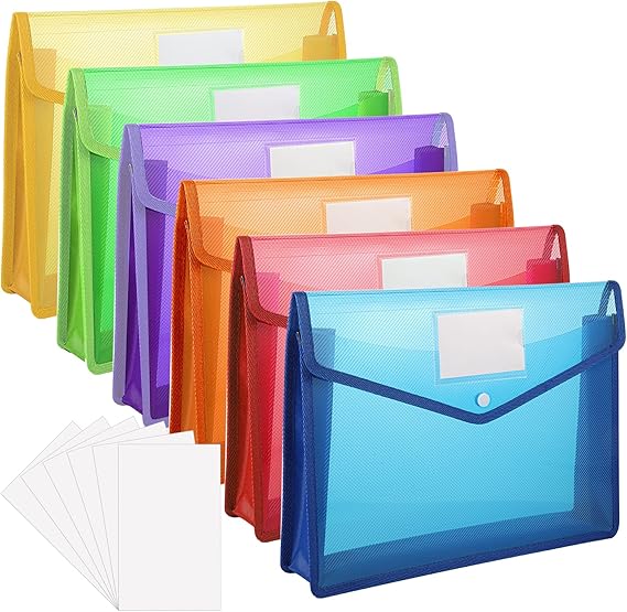 A4 Folders Plastic Wallets 6Pcs Plastic Document File Bag Envelope Folder