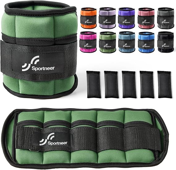 Sportneer Ankle Weights Adjustable Ankle Weights Set Wrist Strap 0.45kg - 2.25kg Each Ankle, 0.9kg - 4.5kg a Pair