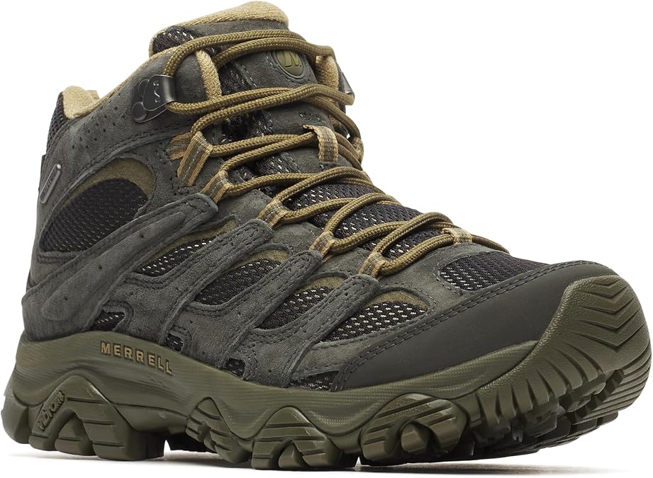 Merrell Men's Moab 3 Mid Waterproof Hiking Boots, Black/Beluga, 9