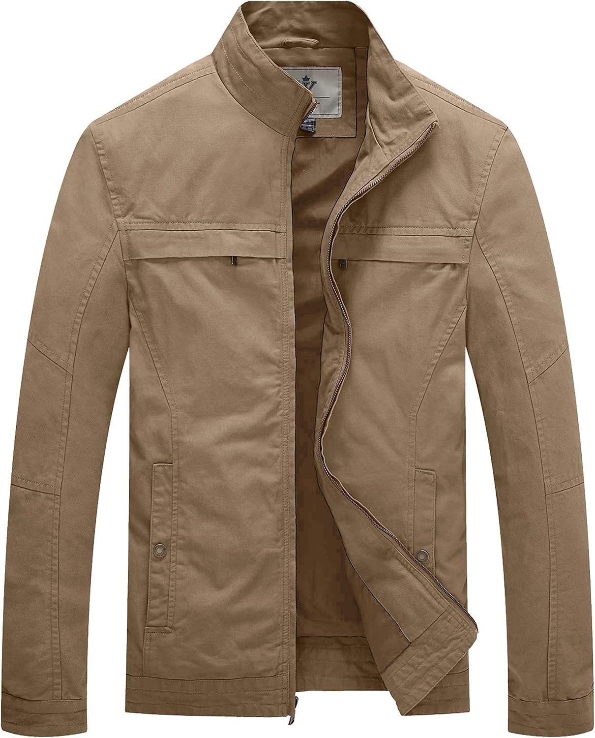 WenVen Men's Casual Cotton Harrington Jacket - Outdoor Lightweight Windproof Warm Classic Coat