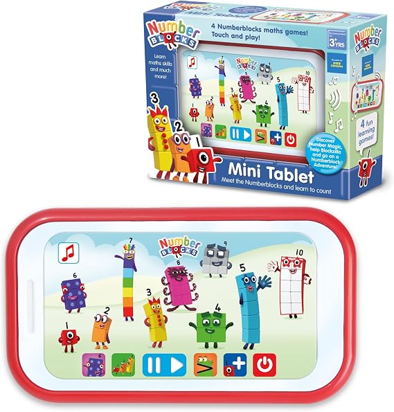 Numberblocks Mini Tablet Toy - Interactive Number Blocks Learning with 4 Fun Maths Activities - Educational Toys for Children 3+ Years - Portable Electronic Learning Device, White