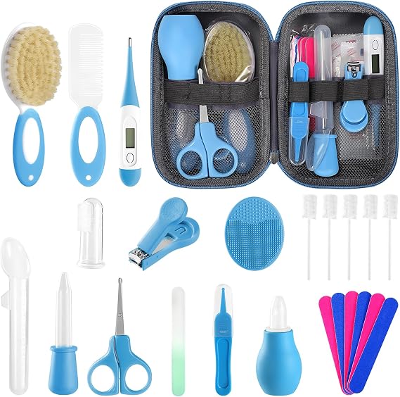 POPYJAN Baby Healthcare and Grooming Kit for Newborn Kids, 36PCS Upgraded Safety Care Kit, Nursery Health Set, Products Blue-18pcs