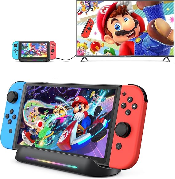 Switch TV Dock, Docking Station for Nintendo Switch/Switch OLED, 5-in-1 Switch Dock Portable TV Stand withe HDMI USB 3.0 Port Type C Charging