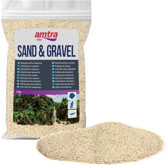 Amtra Amtra White Quartz - Extra Fine White Quartz Aquarium Sand, For Freshwater Or Salt Water, Grain Size 0.1-0.7mm, Quantity 2kg