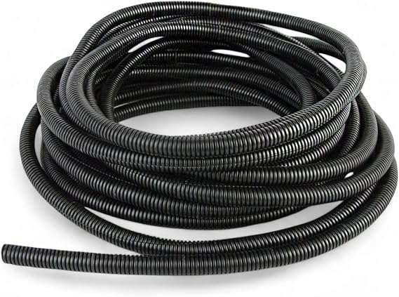 Non-Split Conduit Black Flexible Plastic Cable Tidy Solution Tube Trunking (10.1mm ID - 5m)