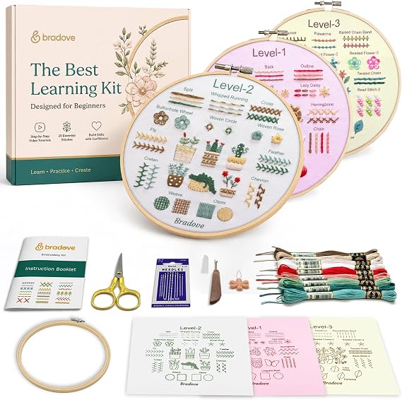 Bradove Hand Embroidery Kit for Beginners
