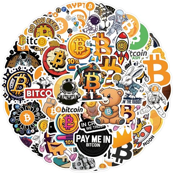 Bitcoin Crypto Stickers,Cryptocurrency Graffiti Stickers,50Pcs Vinyl Waterproof Decals for Kids Teens,for Phone Laptop Water Bottles Skateboard Computer Phone Luggage Guitar Car Gifts