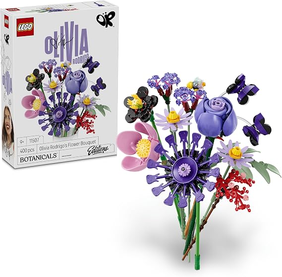 LEGO Botanicals and Editions Bouquet of Flowers by Olivia Rodrigo - 11 Purple Artificial Flowers Inc. Roses and Daisies - Bedroom Decor - Gift for Girls, Boys and Fans 9+ Years Old - 11507