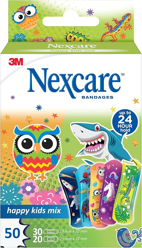 Nexcare Happy Kids Mix Plasters, Big Pack, Assorted, 50/Pack