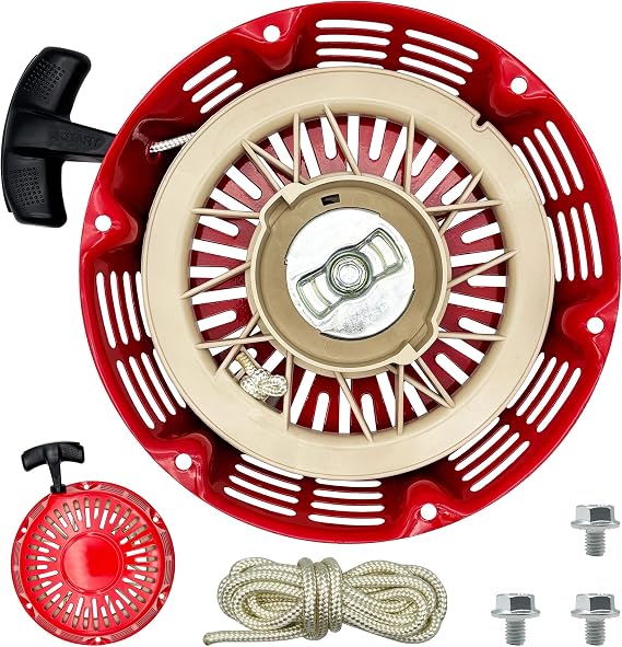 GX340 GX390 Recoil Starter Pull Start Assembly with Pull Cord for Honda GX610 GX620 and Clones 339c 389cc 420cc 439cc 459cc Red 28400-ZE3-W01ZA for Pressure Washers Generators etc.