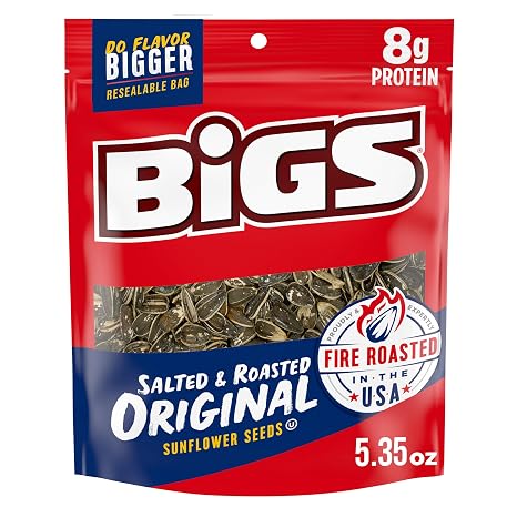 BIGS Original Salted & Roasted Sunflower Seeds, 5.35-Ounce Bags (Pack of 12)