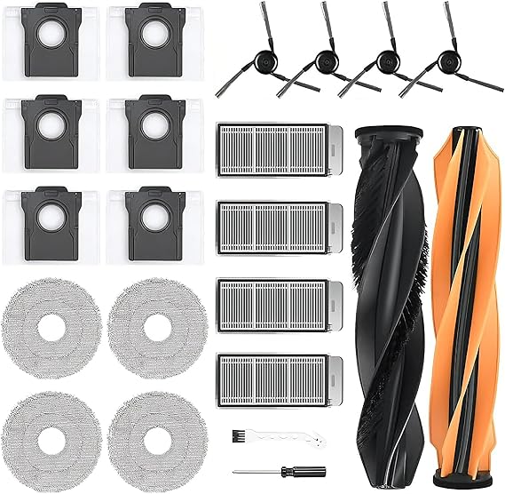 22 Piece Accessory Set for Dreame X50 Ultra Complete/L40s Pro Ultra/L50 Pro Ultra/Mova V50 Ultra/X50 Master/Matrix10 Ultra - Includes 2 x Main Brushes, 4 x Filters, 6 x Bags, 4 x Side Brushes