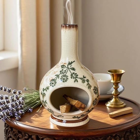 Handmade Ceramic Incense Holder，Stick & Backflow - Sage Holder for Burning ，Meditation Accessories，Easily Grab All Incense Ash (Green and Beige)